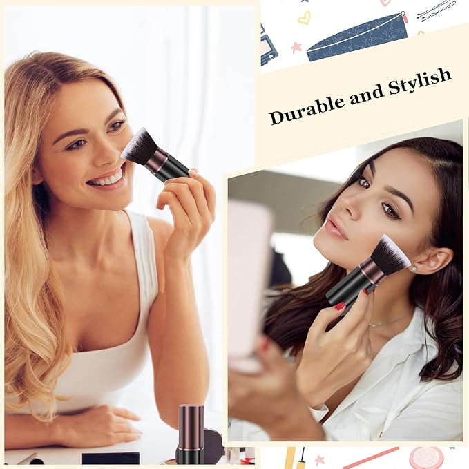 Retractable Makeup Brush, Travel Kabuki Powder Foundation Makeup Brush Face Blush Brushes for Blending Liquid, Flawless Cosmetics, Bronzer, Buffing, Sunscreen,