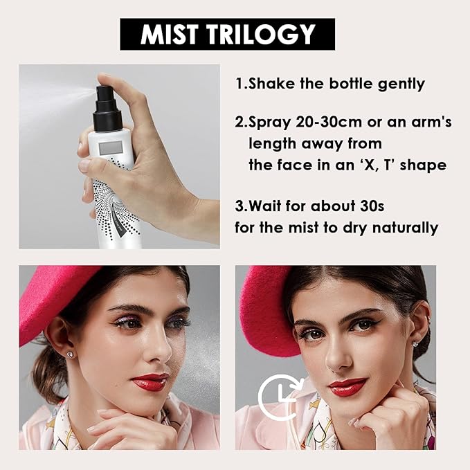 2PCS Makeup Setting Spray Set, Face, Weightless Long Lasting Waterproof Fixing Makeup Setting Face Spray, Smudge-proof, Hydrating & Refreshing, All Skin Types (B)