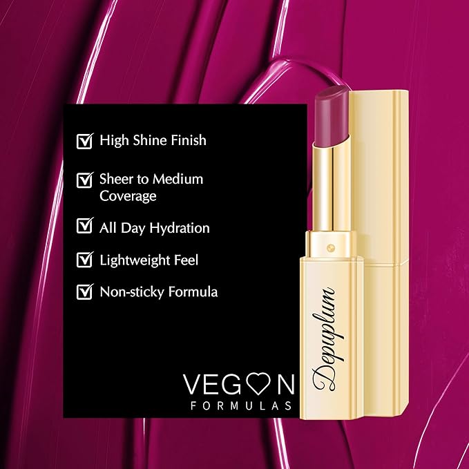 Purple Lipstick for Women Hydrate Lipstick Glossy Moisture Lip Gloss Sheer-Medium Coverage Long Lasting Lipsticks for Dry Lips, DM92 Purplish Red