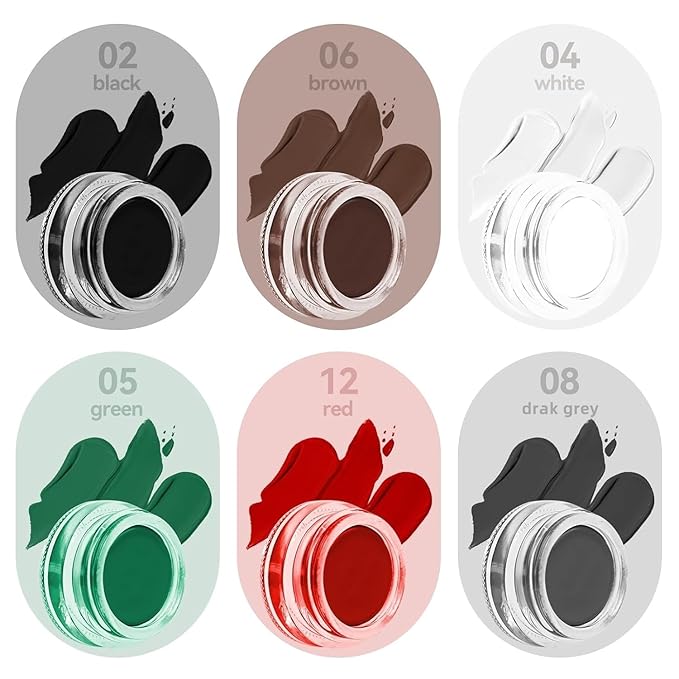 Eyeliner Gel Set,Long Lasting Waterproof High-Intensity Pigments Smudge-Proof Eye liner Makeup With 5.51 IN Long Eyeliner Brush Water-Resistant Creamy Gel 5G-Brown