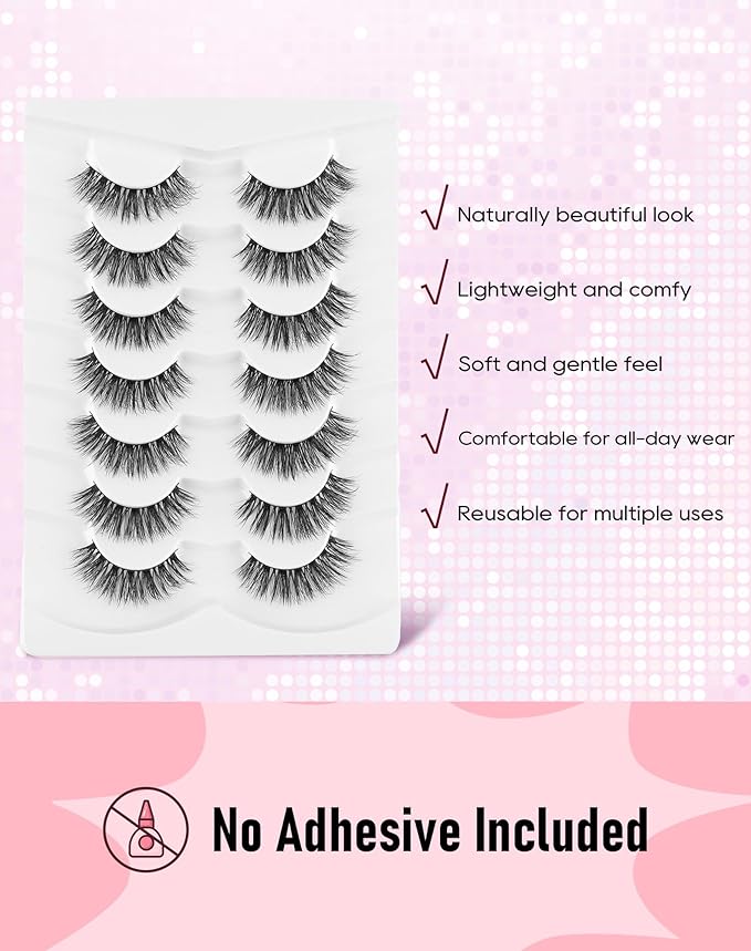 Frihappy False Eyelashes Cat Eye Lashes Natural Fake Lashes 7 Pairs FRH-289