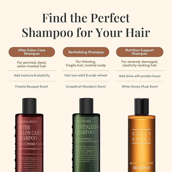 CURLYSHYLL Nutrition Support Shampoo | Collagen & Grain Protein Care | For Brittle or Damaged Hair | Gentle Daily Cleanser | 330ml