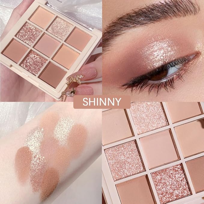 Nude Pink Beige Eyeshadow Palette,Natural Eye Shadow Make Up Pallets for Women,Neutral Small Cream Light Colors Eyeshadow Palette Long Lasting Naturing-Looking,Vegan