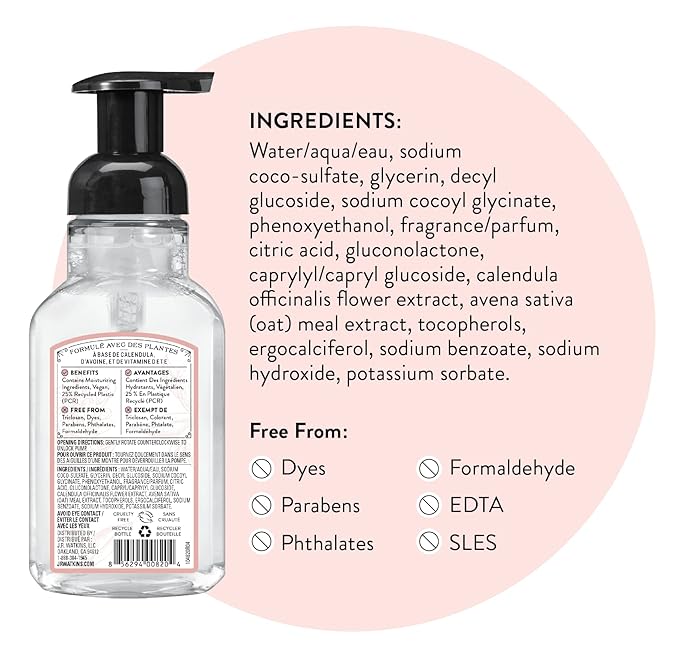 J.R. Watkins Foaming Hand Soap with Pump Dispenser, Moisturizing Foam Hand Wash, Alcohol-Free and Cruelty-Free, Grapefruit, 9 fl oz, 3 Pack