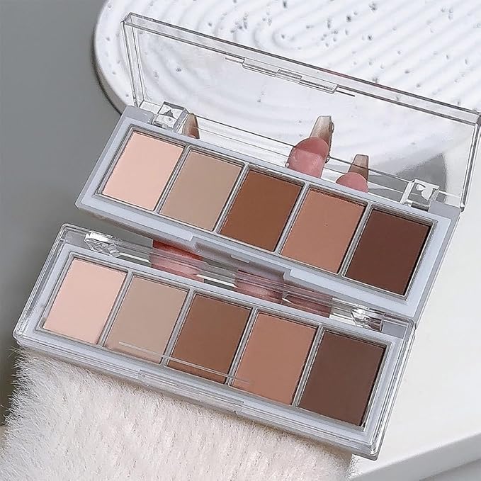 Warm Neutral Rose Brown Eyeshadow Palette β 5 Matte Shades, Soft Pink to Chocolate, Velvety Finish, Natural Everyday to Romantic Eye Looks, Blendable & Travel-Friendly Makeup for Brown Eyes 02#