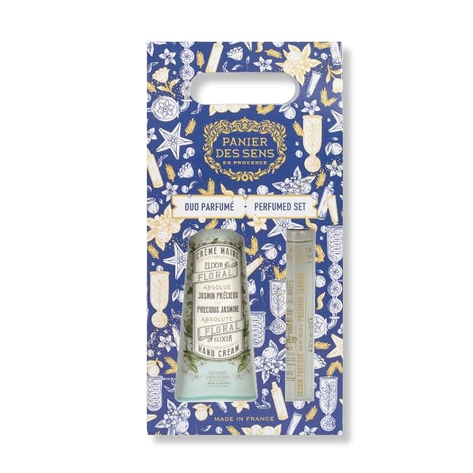 Panier des Sens β Christmas Gift Set for Women β Pure Jasmine Duo β Mini Hand Cream & Roll-On Eau de Toilette β Elegant Christmas Gift - Christmas Present for Her β Made in France 1fl oz+0.3fl oz