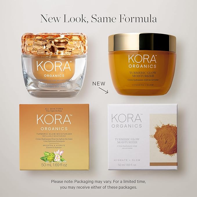 KORA Organics Turmeric Glow Facial Moisturizer, Hydrating Face Cream to Soften & Plump Skin, For Oily and Combination Skin, Certified Organic & Cruelty-Free, 1.69 Fl Oz