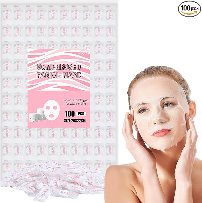100PCS Compressed Cotton Facial Mask Sheets, Disposable DIY Mask Paper Beauty Tool for Skin Care, Cotton Masks for Home, Travel