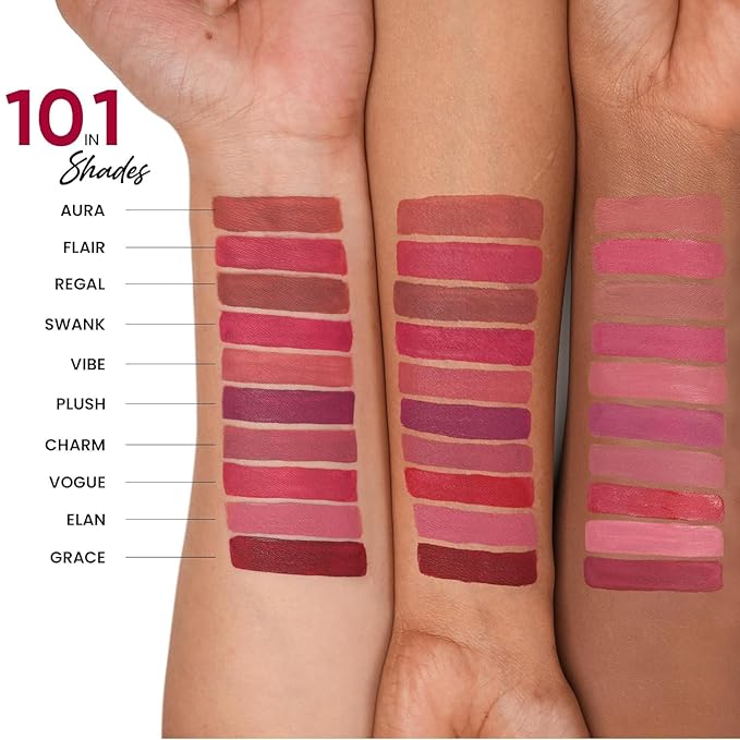 Parul Garg Beauty Ultimate 10-in-1 Mini Silk Matte Liquid Lipstick Set | Multicolor Lipsticks for Indian Skin Tone | Long-Lasting, Transfer-Proof | Perfect for Gifting, Weddings | Travel Pack of 10