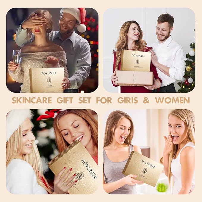 Luxurious Hydrating Skincare Gift Set with Cordyceps Extract - Includes Face Cleanser, Balm, Eye Cream, and 4-Piece Essence Set (Water, Serum, Emulsion, Cream)