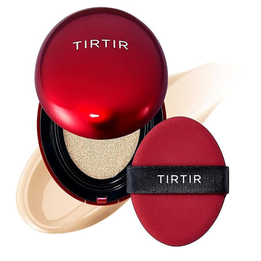 TIRTIR Mask Fit Red Cushion Foundation | Full coverage, Weightless, Skin fit, Satin Glow Finish, Korean Makeup, beauty, Tattoo cover up, Buildable (#17W French Vanilla, 0.63 Fl Oz)