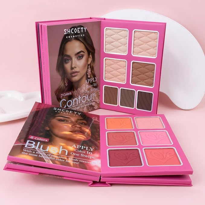 4-Layer Multi - Functional Beauty Book Kit- Style Makeup Palette Ingeniously Combines Eyeshadows, Blushes, Highlighters, Contour Powders In One,Best Choice for A Gift for Women (SH2512B)