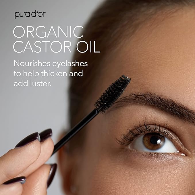 PURA D'OR 4 Oz ORGANIC Castor Oil - 100% Pure USDA Certified Cold Pressed, Hexane Free Eyelash & Eyebrow Serum - For Fuller, Thicker Lashes & Brows - Skin & Hair
