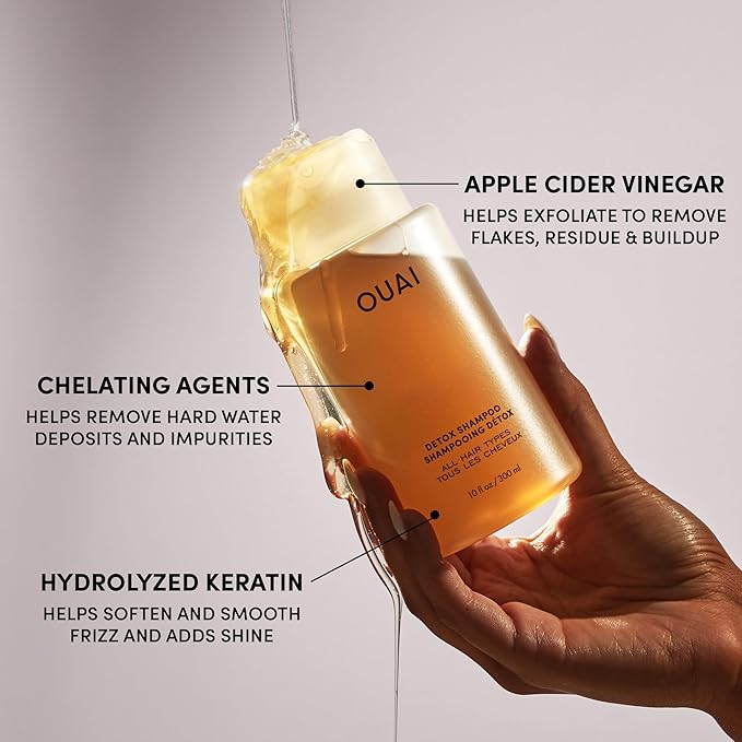 OUAI Detox Shampoo Refill - Clarifying Shampoo for Build Up, Dirt, Oil, Product and Hard Water - Apple Cider Vinegar & Keratin for Clean, Refreshed Hair - Sulfate-Free Hair Care (32 oz)