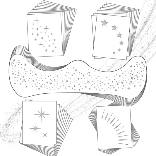 20 Pcs Face Makeup Patches, Glitter Freckles Face Tattoo for Teenagers & Young Women, Sparkle Freckles Makeup Patches, Waterproof Face Glitter Freckles for Christmas (Silver)