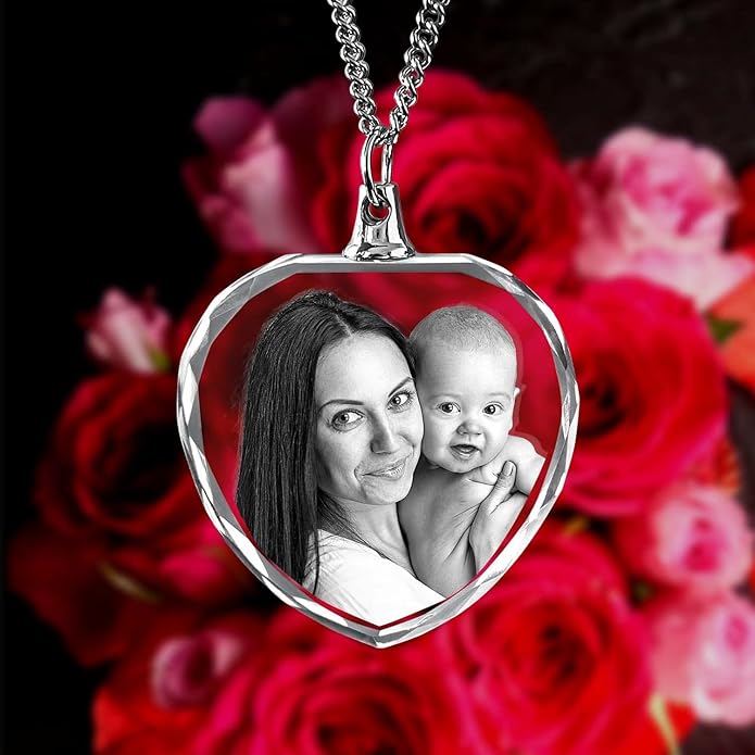 ArtPix 3D Crystal Photo, Personalized Gift Necklace Heart for Women, Wife, Her, Custom Gift for Dad, Father, Great Customized Gifts With Your Own Picture