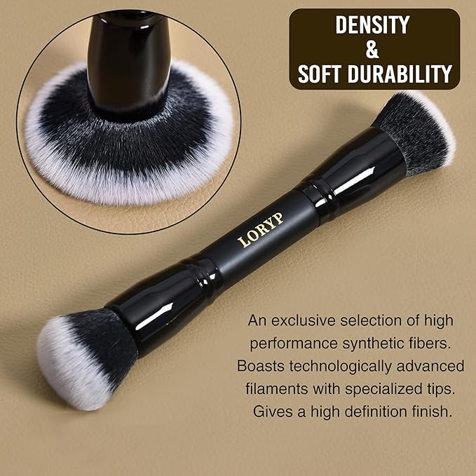 LORYP Foundation Brush Contour Bronzer Brush Double Ended kabuki Brush for Blending Liquid Powder Concealer Cream