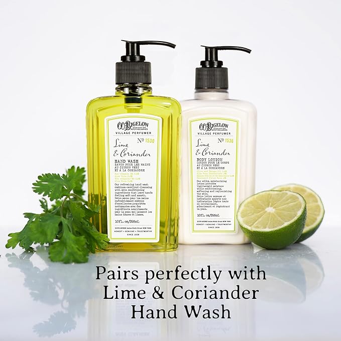 C.O. Bigelow Lime Coriander Apothecary Duo Skin Care Gift Set, Body Wash & Body Lotion, Liquid Soap & Moisturizing Lotion, Set of 2, 10 Fl Oz
