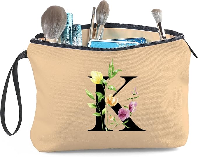 Birthday Thank You Appreciation Monogrammed Gifts for Mom Aunt Teacher Sister Friend Coworkers Bride Bridesmaid Makeup Cosmetic Bag with Mirror Mothers Day Christmas Graduation K