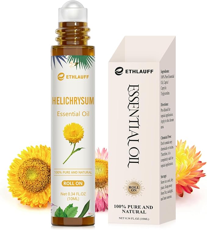 Helichrysum Essential Oil Roll On, 100% Pure Aromatherapy for Skin Vitality & Anti-Aging,Aromatherapy, Skin Care, Happy, Stress Relief