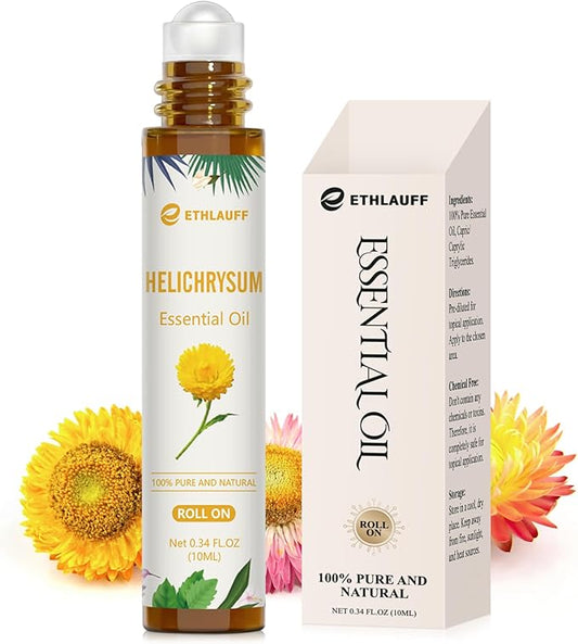Helichrysum Essential Oil Roll On, 100% Pure Aromatherapy for Skin Vitality & Anti-Aging,Aromatherapy, Skin Care, Happy, Stress Relief