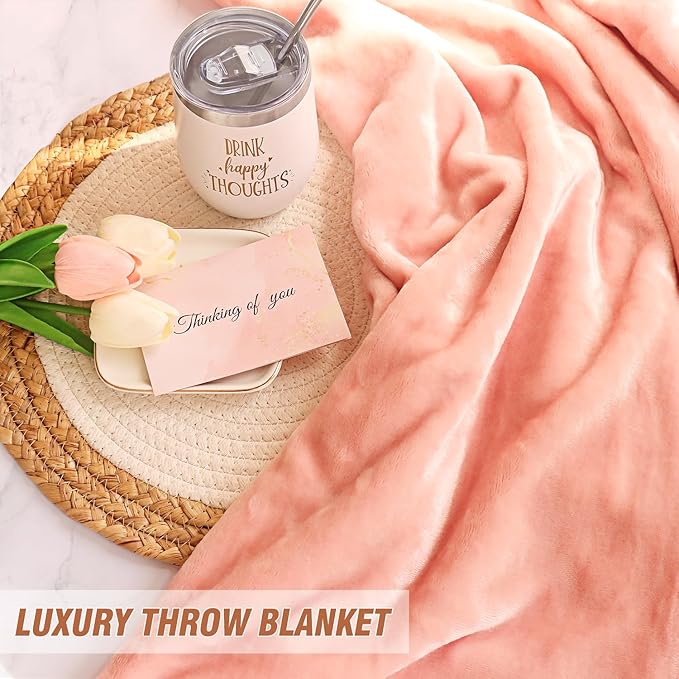 Birthday Gifts for Women, Unique Happy Birthday Gift Basket Self Care Package Bday Ideas with Luxury Flannel Blanket for Mom Her Best Friends Sister Wife Friendship