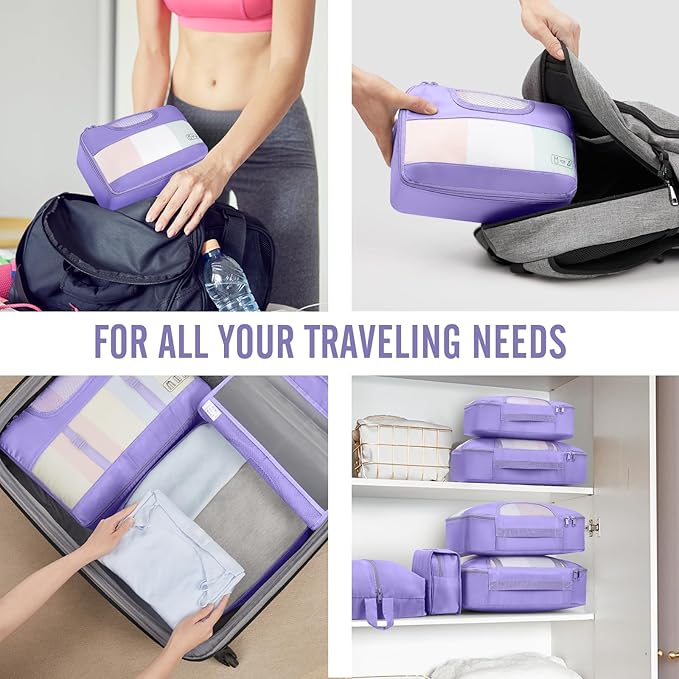 Veken 10 Set Packing Cubes for Travel Essential, Suitcase Organizer Bags in 4 Sizes, Carry-On Luggage Accessories with Large Laundry & Hanging Toiletry Bag, Must-Have for Airplane, Road Trip & Camping