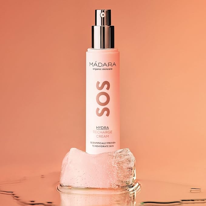 MรDARA Organic Skincare | SOS Hydra Recharge Cream โ 50ml, Intensely hydrating moisturiser with hyaluronic acid and linseed, Dermatologically proven face cream for dry skin, Organic certified