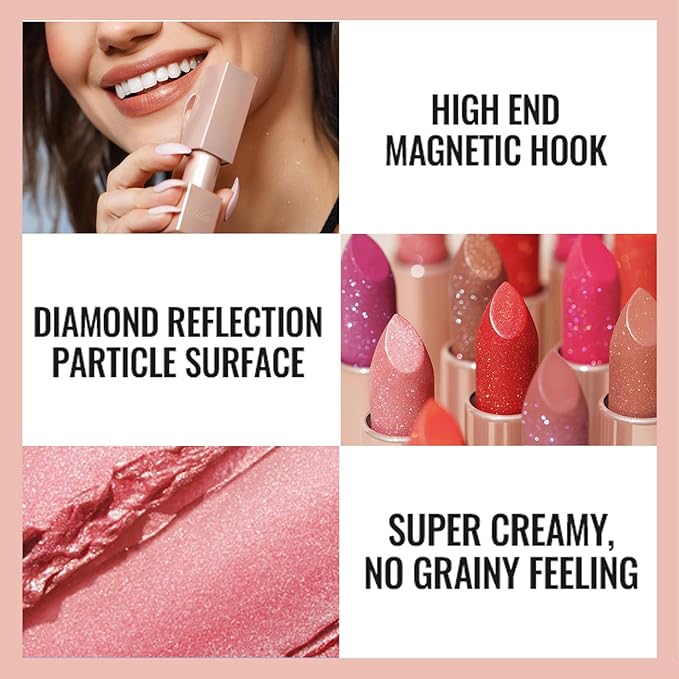 Oulac Moisture Pink Lipstick Set 3PCS - Infinity High Shine Finish, Hydrating Vegan Lipstick Infused with Damask Rose Oil for All-Day Comfort, Gluten-Free, PG03+PG10+D08