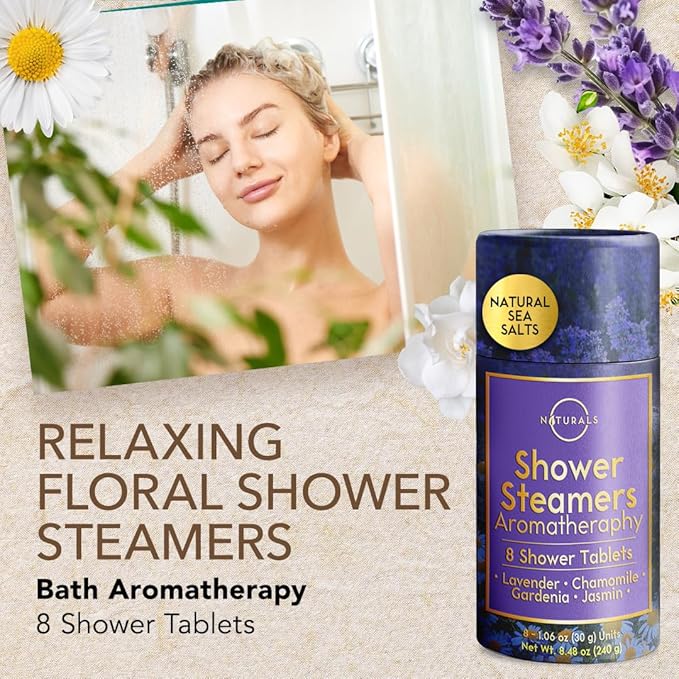 Shower Steamers Aromatherapy - Birthday Gifts for Women and Men - Shower Bombs Aromatherapy, Spa Day Essentials, Relaxation Spa Gifts - Self Care Galentines Gifts (Lavender 8 Count)