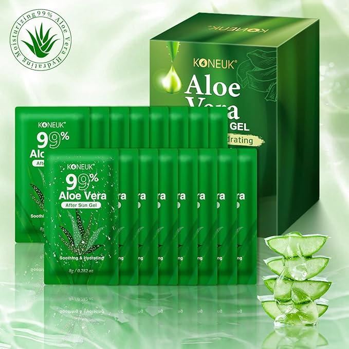 30 Pack Aloe Vera Gel for Face, Hair, Skin, Sunburn Relief, 99% Pure Aloe Vera Gel for After Sun Skin Care Relief, Bulk Aloe Gel Travel Size for All Skin Types