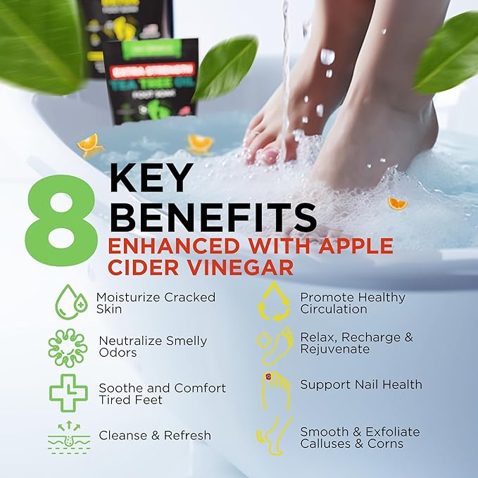 DAILY REMEDY 4-Pack Foot Soak Set - 2 Extra Strength Tea Tree Oil & 2 Citrus Detox - Made In USA - Soothes Tired Feet, Athletes Foot, Stubborn Foot Odor, Softens Calluses & Refreshes & Detoxifies