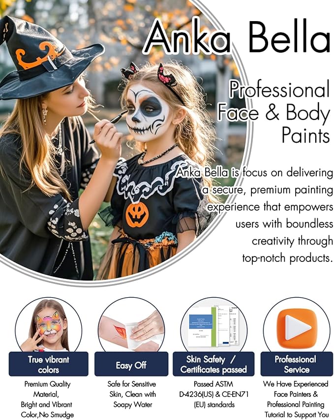 Anka Bella Professional Paint Brushes,4pcs Artist Face Paint Brushes for Drawing Petal