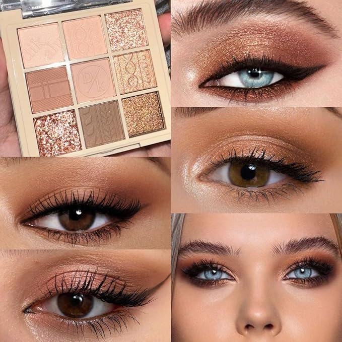 9Colors Neutral Eye Shadow Palette Eyeshadow Kit Nudes,Matte Glitter Natural Neutral Eyeshadow Palettes for Hazel Eyes Long Lasting Naturing-Looking Travel Eyeshadow Nude Palette