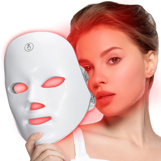 SUERBEATY Red Light Mask For Face, 7-1 Colors Red Light Face Mask, Facial Skincare At Home, Cordless, Portable and Rechargeable
