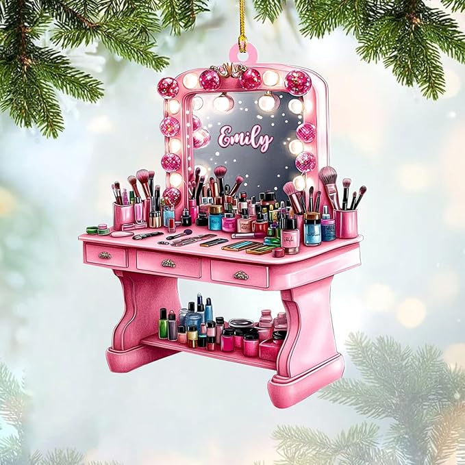 Personalized Makeup Tools Ornament β Custom Beauty Christmas Tree Decoration, Holiday Keepsake Gift for Makeup Artists, Cosmetologists, Beauty Lovers, Salon Owners, Families and Coworkers (MKH7)