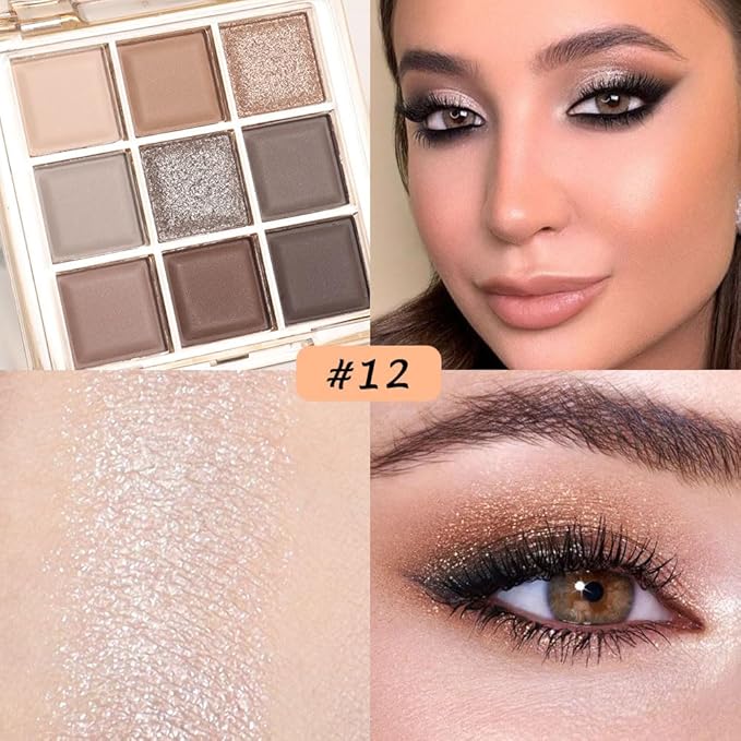 9 Colors Nude Eyeshadow Palette Makeup,Taupe Bronze Brown Matte Cream Eye Shadow,Natural Neutral Eyeshadow Palette Nude,Naturing-Looking Long Lasting Waterproof