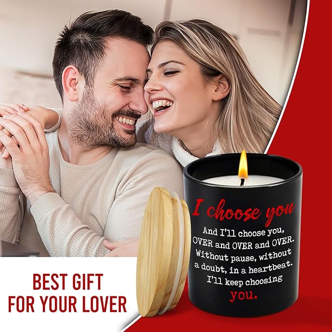 TEEZWONDER Christmas Anniversary Wedding Gifts for Husband Wife - Vanilla Lavender Candle 10 oz - Wedding Gift for Couple, Romantic Birthday Gifts for Him Her Boyfriend Girlfriend Women Men