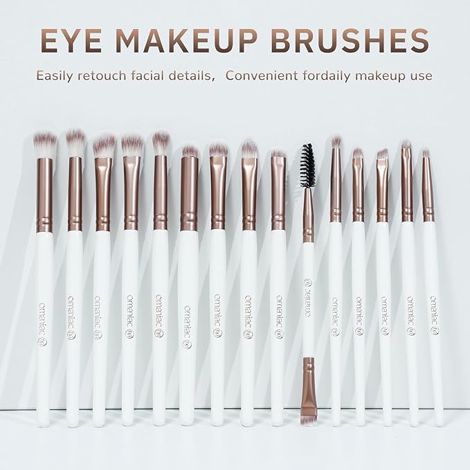 OMANIAC Makeup Brush Set, 20Pcs Professional Makeup Brushes for Foundation,Powder,Eyeshadow,Concealer Cream,Blush Buffe etc,with White Makeup Brushes Kit Case
