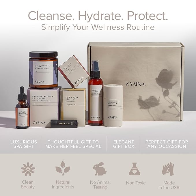 Thinking of You Spa Gift Set for Women - Luxurious Bath Gift Set, Relaxing Spa Set, Pampering Body Care Set, Spa Gift Basket for Women, Beauty Self Care Kit Gift Box, Home Spa Care Package - by ZAAINA