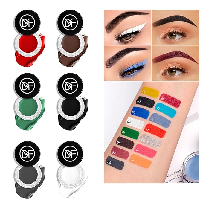 Eyeliner Gel Set,Long Lasting Waterproof High-Intensity Pigments Smudge-Proof Eye liner Makeup With 5.51 IN Long Eyeliner Brush Water-Resistant Creamy Gel 5G-Red