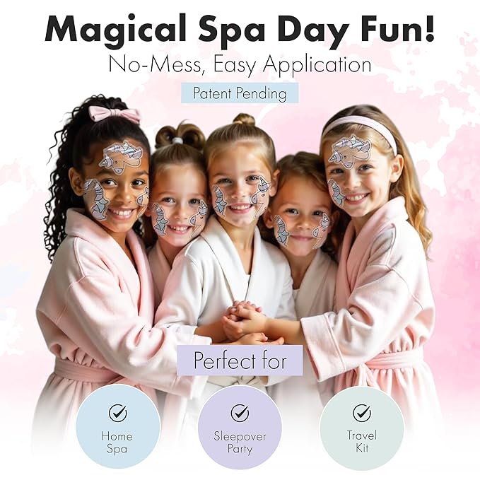 Unicorn Kids Face Masks Skincare Set (20pcs), Organic Vegan & Kid Safe Skin Care Ages 4+, Cute Animal Sheet Masks for Girls, Spa Day, Sleepover, Slumber Party Favors, Stuffs and Gifts for Little Girls