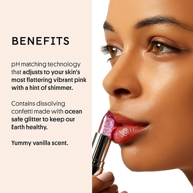 Winky Lux Lavender Glitter Confetti Balm - Hydrating ph Lip Balm, Natural Pink Tint with pH Color Changing, Moisturize & Soften Lips While Leaving Sheer Pink Tint, with Vanilla Scent