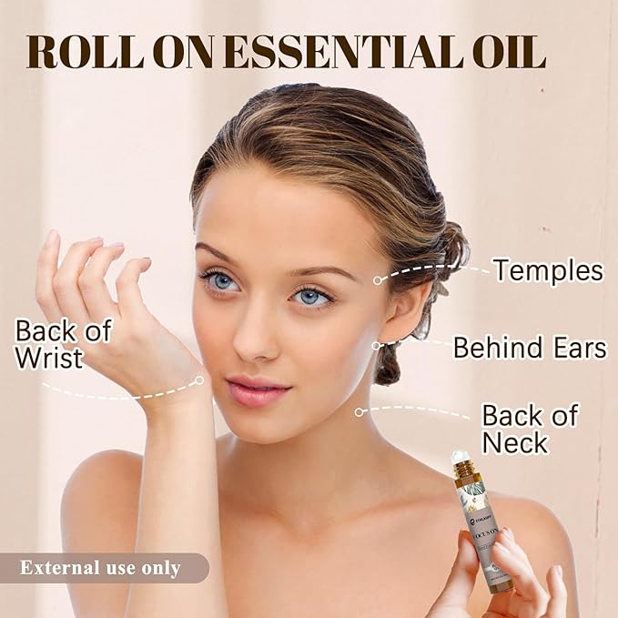 Focus on Essential Oil Roll On Blend, Relaxation Gifts for Women & Men - Head Comfort, Mood Booster, and Restful Sleep - Great Stocking Stuffer
