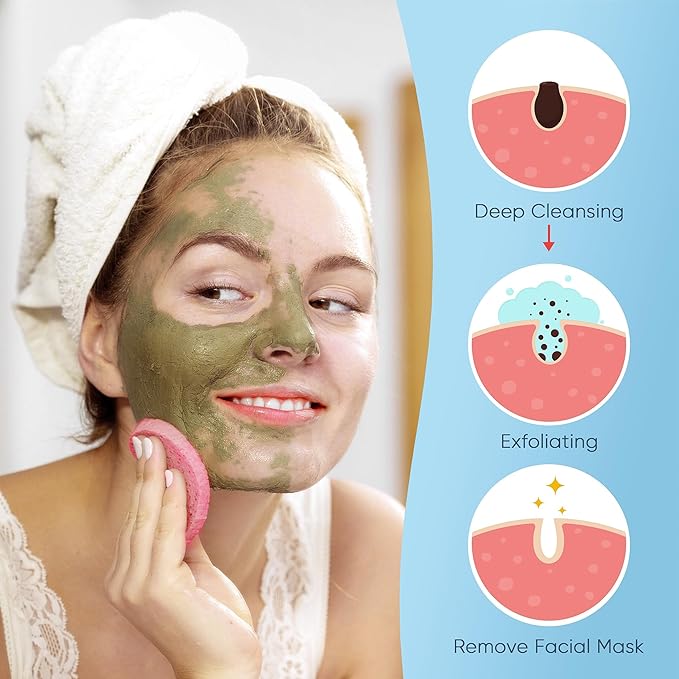 50-Colored Natural Compressed Facial Sponges, for Facial Cleansing, Reusable & Eco-Friendly, 50 PCS