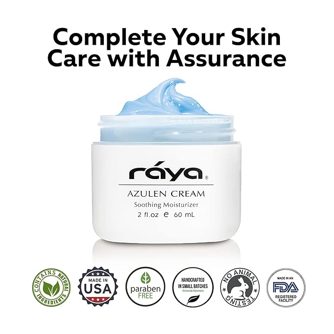 Raya Azulen Cream (301) | Moisturizing Day and Night Face Cream for Combination and Sensitive Skin | Refines, Tones, and Tightens | Made with Soothing Azulene