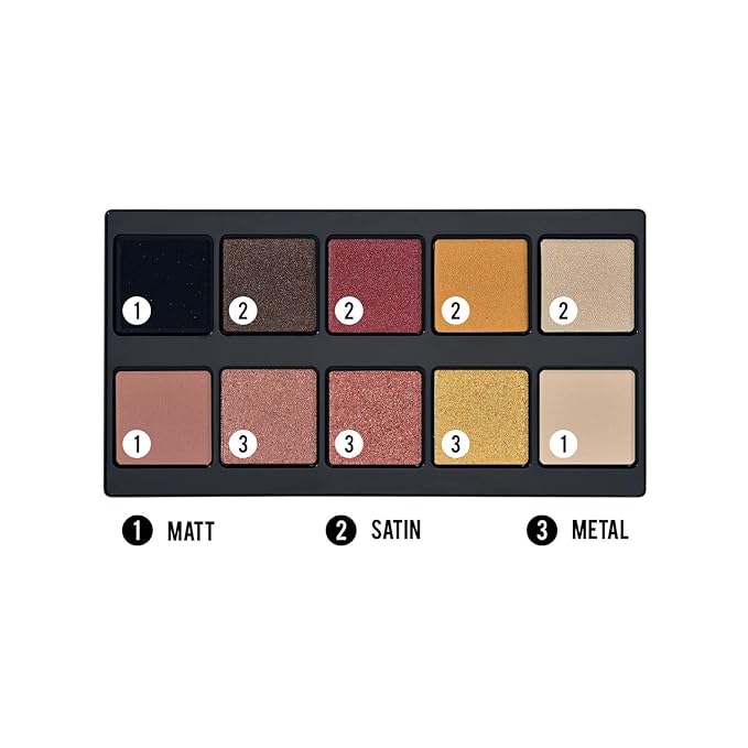 PUPA Milano Make Up Stories Eyeshadow Palette 002 Hot Flame - 10-Shade Shadow Collection with Matte, Satin, and Metallic Color Options - High Pigment Formula - Soft, Blendable Texture - 0.63 oz