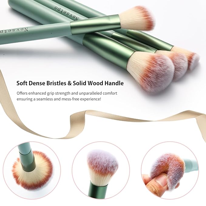 28PCS Makeup Brushes Set, Quality Make Up Brushes for Women, Makeup Brush Sets & Kits for Beginner Starter Professional,Soft Brushes with Blenders Masks Spatula,Travel-Friendly Gift Case, Green