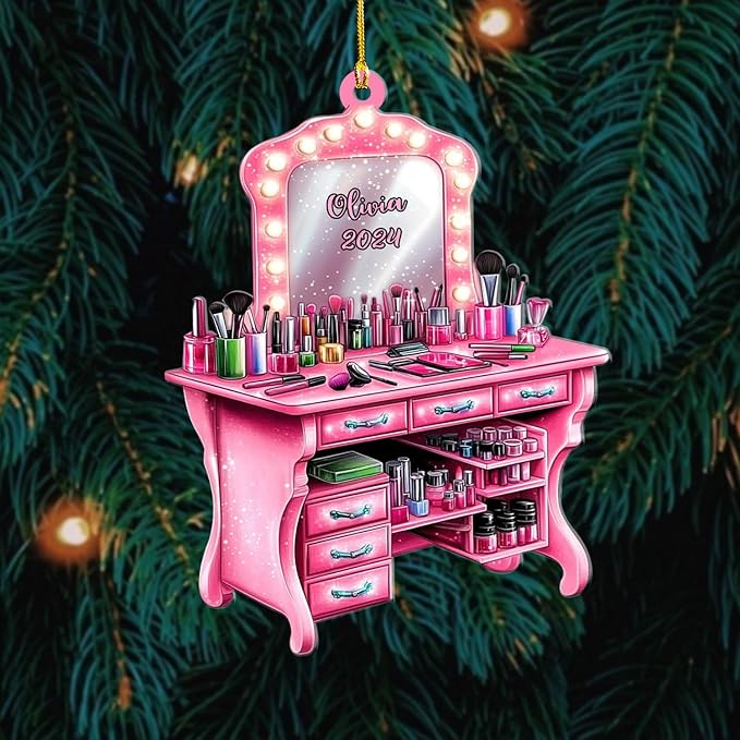 Personalized Makeup Tools Ornament β Custom Beauty Christmas Tree Decoration, Holiday Keepsake Gift for Makeup Artists, Cosmetologists, Beauty Lovers, Salon Owners, Families and Coworkers (MKH4)