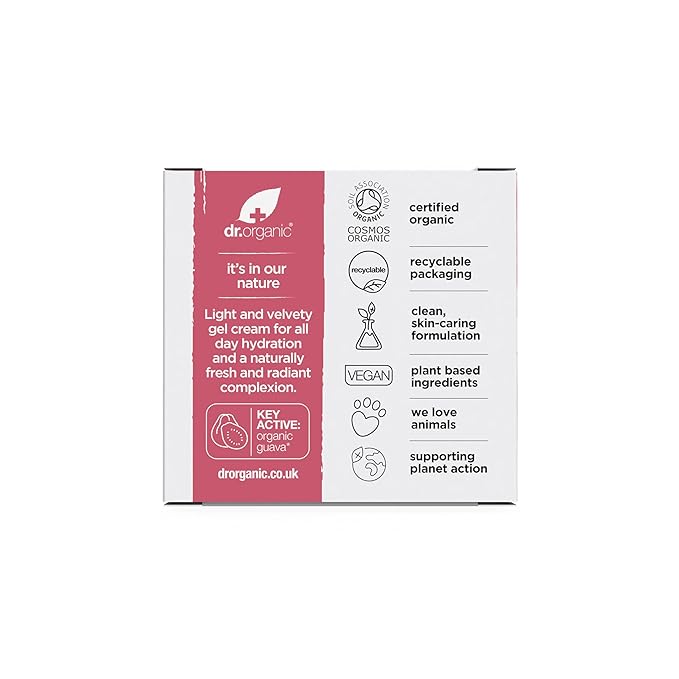 Dr. Organic Vitamin C Gel Moisturizer | Brightening and Moisturizing for Dehydrated Skin, Natural, Vegan, Cruelty-Free, Paraben & SLS Free, Certified Organic, 50 mL / 1.7 fl oz